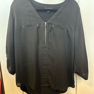Elegant Black V-Neck Blouse